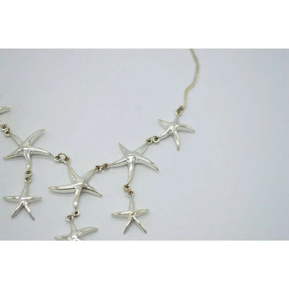 Silver Tone Metal Starfish Star Dangle Bib Choker - Picture 3 of 6